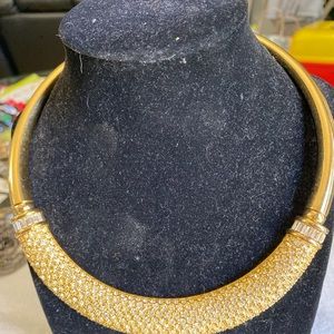 Napier vintage gold/crystal statement necklace.